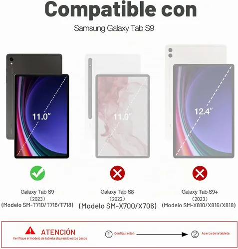 Vista 2 de Dexnor Funda para Samsung Galaxy Tab S9 de 11 pulgadas 2023, [Protector de pantalla y soporte integrados] con soporte para bolígrafo, resistente a