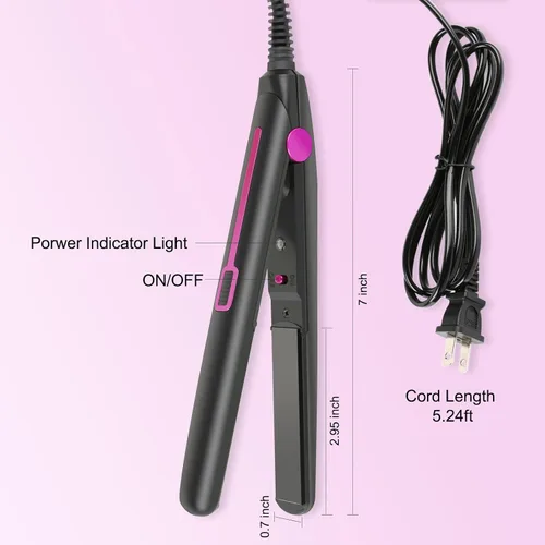 Vista 5 de Mini plancha plana para cabello corto y flequillo, plancha plana pequeña de 0.7 pulgadas para viajes