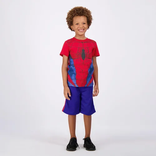 Vista 8 de Marvel Avengers Spider-Man - Conjunto de camiseta y pantalón corto para niños pequeños - AzulRojo