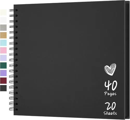 Vista 44 de Álbum de recortes de 7 x 7 pulgadas, álbum de recortes DIY de tapa dura de papel kraft, álbumes de fotos, 40 páginas, perfecto para fotos de 4 x 6
