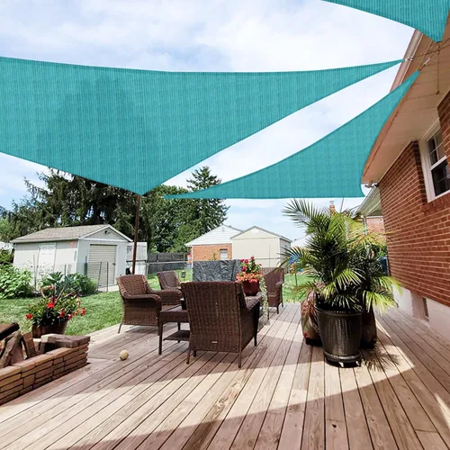 Vista 11 de Patio Paradise Vela de Sombra Triangular de 2' x 2' x 2' Toldo Parasol Tela de Sombra Bloqueo de Luz Solar Cubierta de Pérgola Patio HDPE Toldo