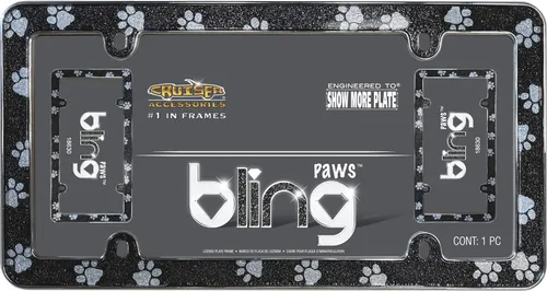 Vista 2 de Cruiser Accessories Paws Bling - Marco para matrícula, color negro y cromado