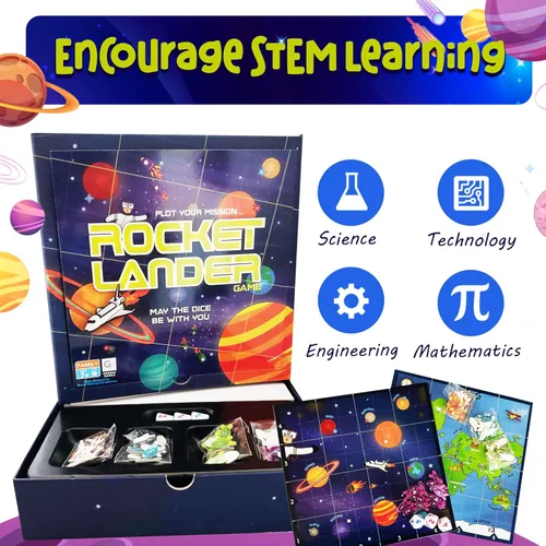 Vista 3 de Griddly Kids RocketLander - Juegos familiares de estrategia para pensamiento crítico y habilidades de resolución de problemas, juego de mesa