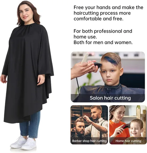 Vista 5 de Professional Barber & Salon Cape with Sleeves Large Hair & Water Repellent Cutting Cape with Adjustable Snaps