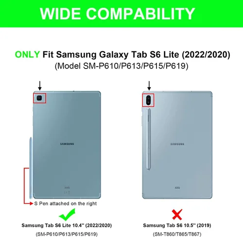 Vista 2 de Funda para teclado para Samsung Galaxy Tab S6 Lite de 10.4 pulgadas 2024 2022/2020 SM-P610/P613/P615/P619, funda para teclado Bluetooth inalámbrico
