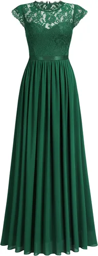 Vista 5 de Miusol - Maxi vestido floral con encaje para fiesta de noche y uso formal para mujer