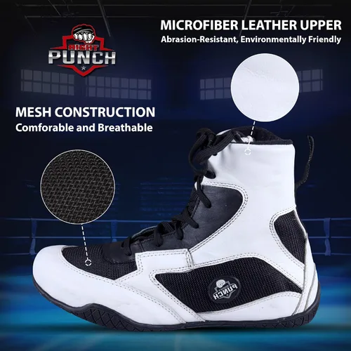 Vista 7 de Rightpunch - Zapatos de boxeo transpirables para hombres, mujeres y jóvenes Zapatos de boxeo antideslizantes y ligeros con suela de goma