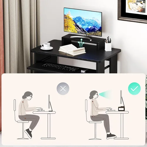 Vista 19 de Escritorio pequeño para computadora para oficina en casa, mesa de juegos compacta para computadora de escritorio y portátil, con cajón