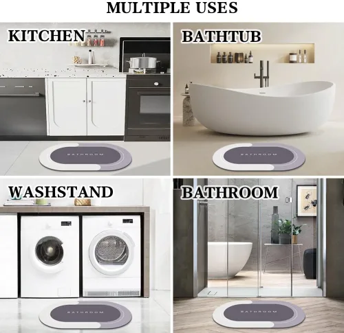 Vista 8 de Tapetes de baño de 20 x 32 pulgadas, tapete mágico modernizado de goma antideslizante de secado rápido, absorbente, alfombra de baño para ducha Gris