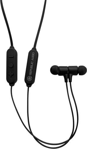 Vista 4 de Echo-Alpha-1 Batería de 24 horas de duración Ligero Auriculares Bluetooth con banda para el cuello (negro) Una marca estadounidense