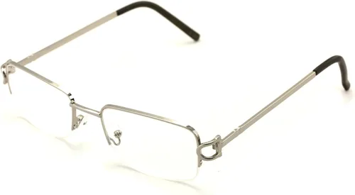 Vista 4 de Marco rectangular lente transparente diseñador medio borde gafas de metal Negro