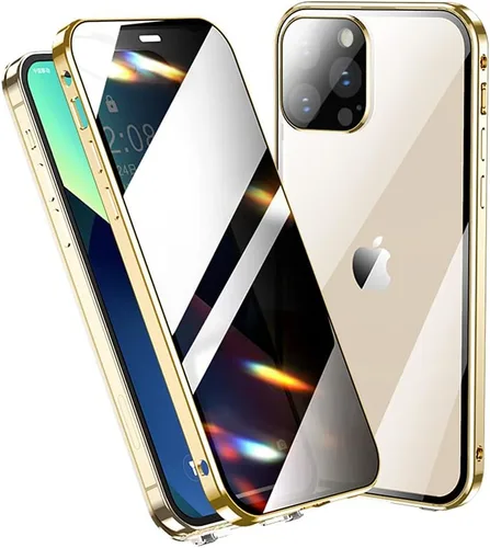 Vista 9 de Funda antiespía compatible con iPhone 12 Pro con protector de lente de cámara, pantalla de privacidad, cubierta de vidrio de aleación de aluminio