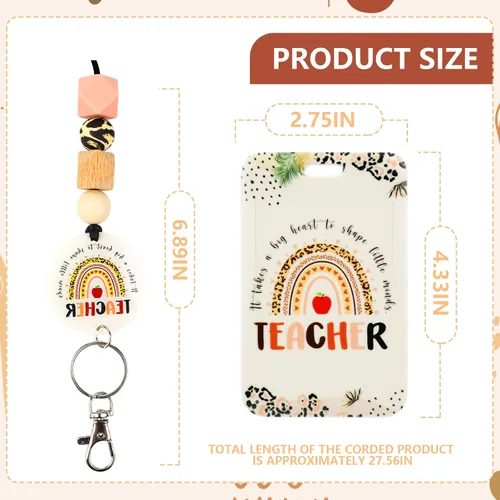 Vista 2 de Cordones para Profesores para Tarjetas de Identificación - Llavero Bohemio de Silicona con Cuentas Separables, Accesorios para Mujeres, Lindo