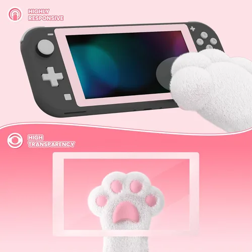 Vista 5 de eXtremeRate 2 Pack Cherry Blossoms Pink Border Transparent HD Clear Protector Film, Tempered Glass Screen Protector for Nintendo Switch Lite