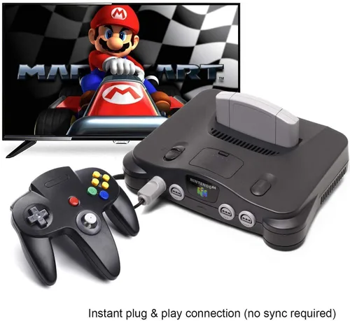 Vista 3 de 2xClassic N64 Controller,kiwitata Retro Wired N64 Gamepad Controller Joystick for N64 Video Console Games System Black+Gray