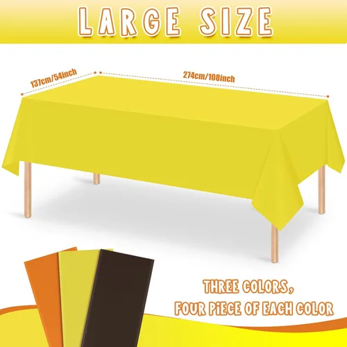 Vista 2 de 12 manteles de plástico de otoño, mantel de 54 x 108 pulgadas, color Café Naranja Amarillo (rectángulo)