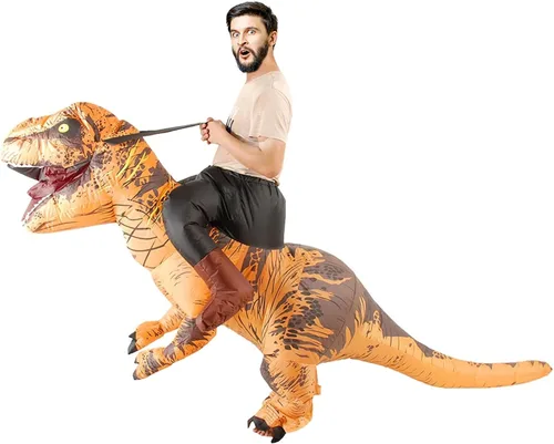 Vista 4 de Dolxico Inflatable Dinosaur Costume Adult, Riding Dinosaur T Rex Blow Up Costume Inflatable Costume Adult Teens 5'4" to 6'3