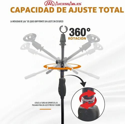 Vista 6 de AxcessAbles Soporte de micrófono de liberación rápida con una sola mano. Soporte de micrófono de trípode de ajuste de embrague de 74 pulgadas