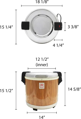 Vista 2 de Thunder Group SEJ21000 Calentador de arroz de grano de madera, 50 tazas (sin cocinar) de 100 tazas (cocidas)
