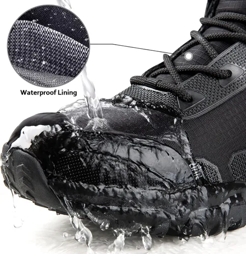 Vista 5 de FREE SOLDIER Mens Waterproof Hiking Boots Lightweight Work Boots Military Tactical Boots Durable Combat Boots
