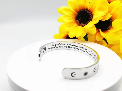 Vista 268 de Pulseras inspiradoras para mujer, joyería de acero inoxidable, con refranes, pulsera motivacional con mensaje oculto, pulseras grabadas para mejor