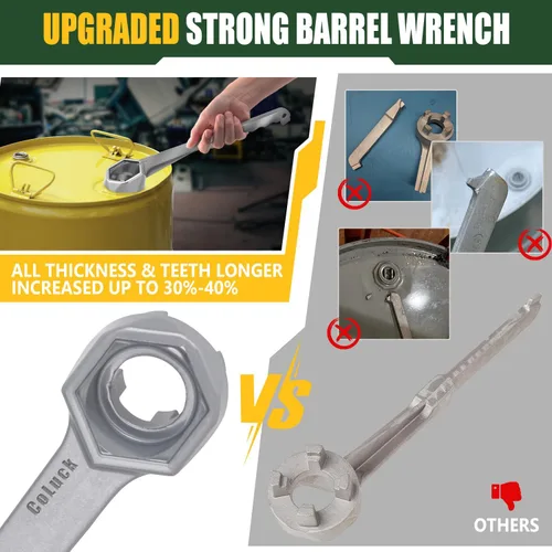Vista 4 de Llave Bung, llave de tambor 3 en 1 actualizada, herramienta de abridor de barril de aluminio para abrir tambor de 10, 15, 20, 30, 55 galones, se