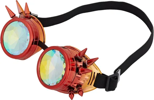 Vista 83 de Gafas caleidoscopio para raves trippy psicodélico steampunk con lentes de cristal de difracción de prisma arcoíris