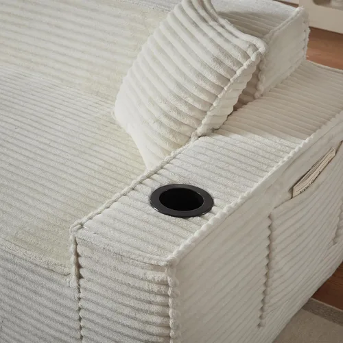 Vista 5 de Tmsan Sofá de 3 plazas sin hueso de 80.7 pulgadas para sala de estar con portavasos y asiento profundo de 26 pulgadas, bolsillos laterales, sofá