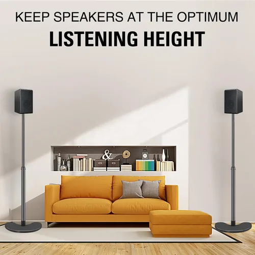 Vista 7 de Mounting Dream Par de soportes para altavoces, máximo 39 pulgadas de altura ajustable, base resistente, capacidad de 11 libras cada uno, juego de 2