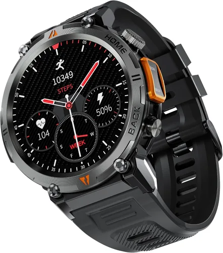 Vista 16 de Reloj inteligente militar para hombres táctico resistente Bluetooth llamada Negro
