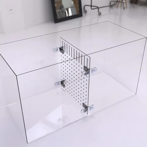Vista 2 de Divisor acrílico para pecera, divisor de acuario con 8 ventosas, separador transparente para pecera, placa de aislamiento de placa de red, 9.84 x