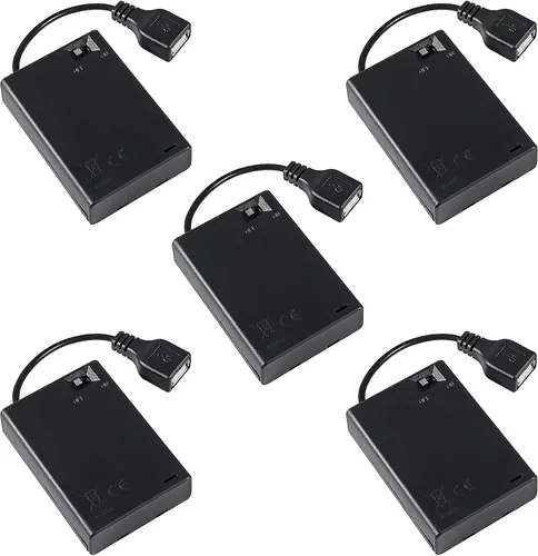 Vista 18 de 3 unids 2 AA titular de la batería USB hembra Socket 2 AA caja de batería titular con cubierta e interruptor de encendido/apagado