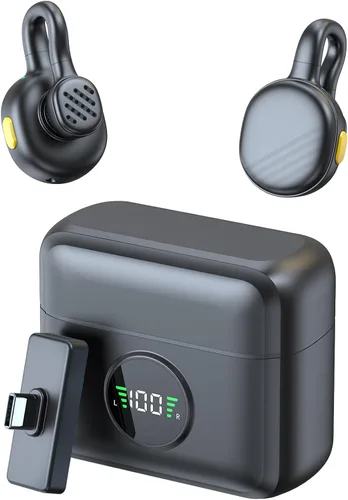 Vista 13 de Micrófono Lavalier inalámbrico para iPhone 16 - Micrófono de teléfono USB C para grabación de video con reducción de ruido, mini micrófonos 35H