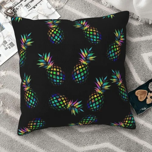 Vista 2 de Funda de almohada decorativa de piñas al revés, fundas de cojín cuadradas estándar para sofá, sala de estar, cama, 18 x 18 pulgadas, color rosa