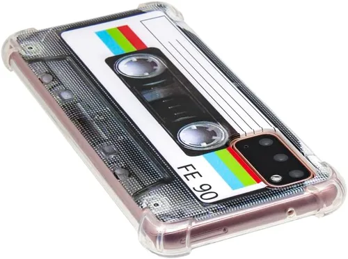 Vista 6 de FAteamll Funda para Galaxy S20 con esquinas reforzadas TPU suave parachoques retro cassette cinta caso compatible con Samsung Galaxy S20