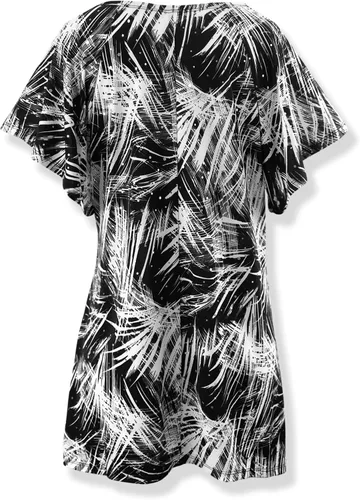 Vista 2 de Blusa de punto floral de manga corta con volantes para mujer