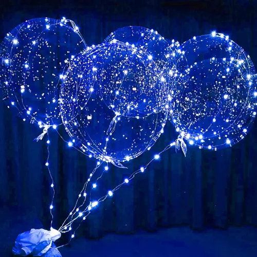 Vista 11 de Lightsfever 8 globos de fiesta con luces LED con pilas, luces blancas cálidas con globos Bobo transparentes para helio o aire, decoración del hogar