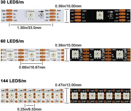 Vista 6 de WS2812B - Tira de LED de 12 V WS2815 (WS2812B actualizado) con luz direccionable individualmente, tira de LED programable con conectores JST-SM de 4