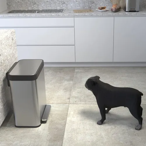 Vista 11 de Home Zone Living Basurero de cocina de gran capacidad de 13 galones, cuerpo alto sin forro, capacidad de 50 litros, serie Virtuoso