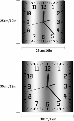 Vista 7 de Reloj de pared de madera blanco y negro degradado, silencioso, sin tictac, simple, abstracto, a rayas, estilo granja, cuadrado, funciona