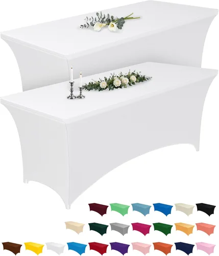 Vista 29 de Pureegg - Juego de 2 manteles de elastano ajustables de 1,2 m para mesas rectangulares, mantel elástico y sin arrugas para mesa de masajes, fiestas
