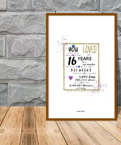 Vista 2 de Póster de libro de invitados para fiesta de cumpleaños número 16, pancarta de decoración de centro de mesa para mujeres u hombres que cumplen 16