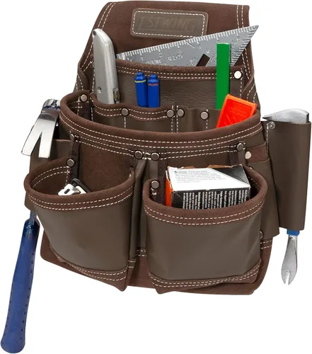 Vista 4 de Estwing Bolsa de Carpintero de Cuero Completo con 9 Bolsillos Marrón