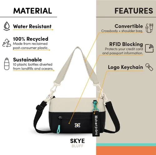 Vista 75 de Sherpani Skye - Bolso cruzado pequeño, de nailon, ligero, para mujer, con protección RFID