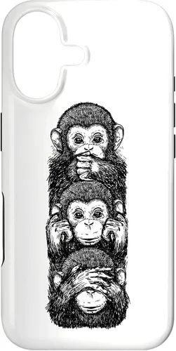Vista 32 de Three Wise Monkeys See No Evil Hear No Evil Speak No Evil Case for iPhone 16