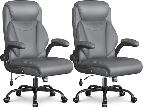 Vista 12 de Silla ergonómica de oficina, silla de computadora de escritorio en casa, silla ejecutiva de respaldo alto, silla cómoda de cuero acolchado