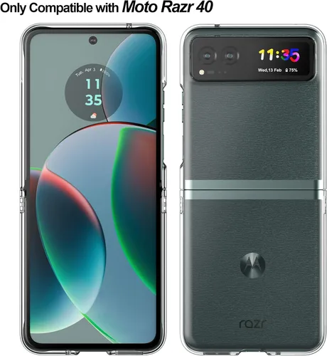 Vista 2 de Feitenn Funda para Moto Razr 2023, delgada y rígida de policarbonato a prueba de golpes, protector de pantalla flexible interior, película