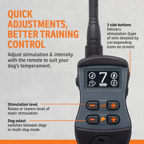 Vista 4 de SportDOG Brand SportTrainer 1275 - Entrenador remoto - Pantalla OLED brillante y fácil de leer - Rango de 3/4 millas - Collar de entrenamiento