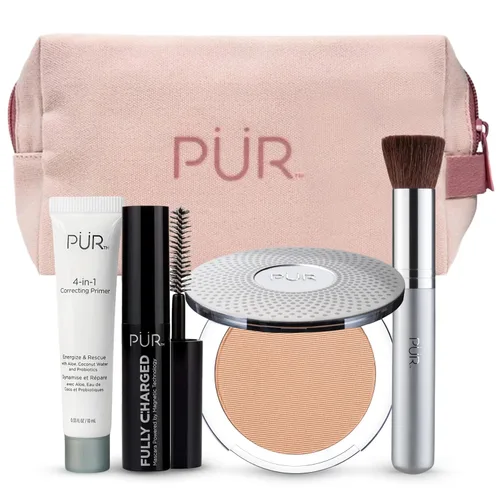 Vista 12 de PÜR Minerals Multitasking Essentials Kit - Makeup Gift Set Includes 4-in-1 Correcting Primer, Fully Charged Mascara, 4-in-1 Pressed Mineral Powder &