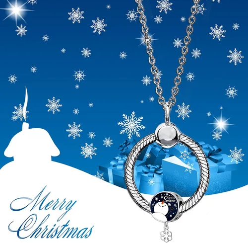 Vista 6 de QeenseKc Muñeco de nieve de Navidad, elfo, ciervo, dulce pan de jengibre, abalorio de invierno para pulsera Pandora